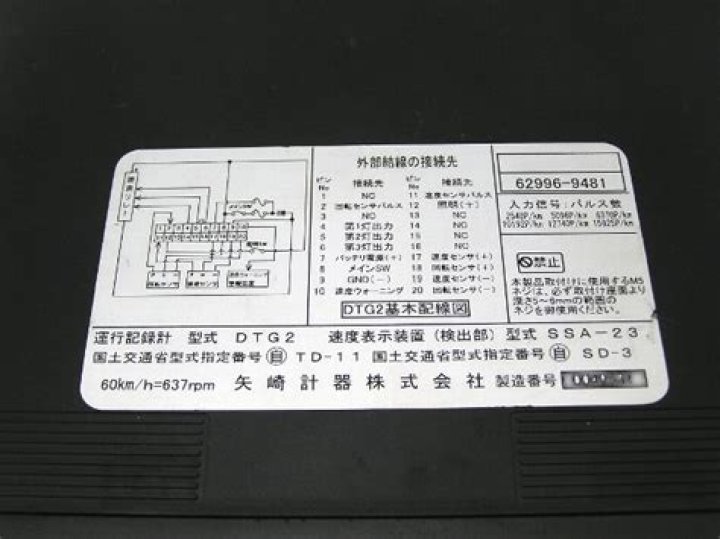矢崎 デジタコ 配線図